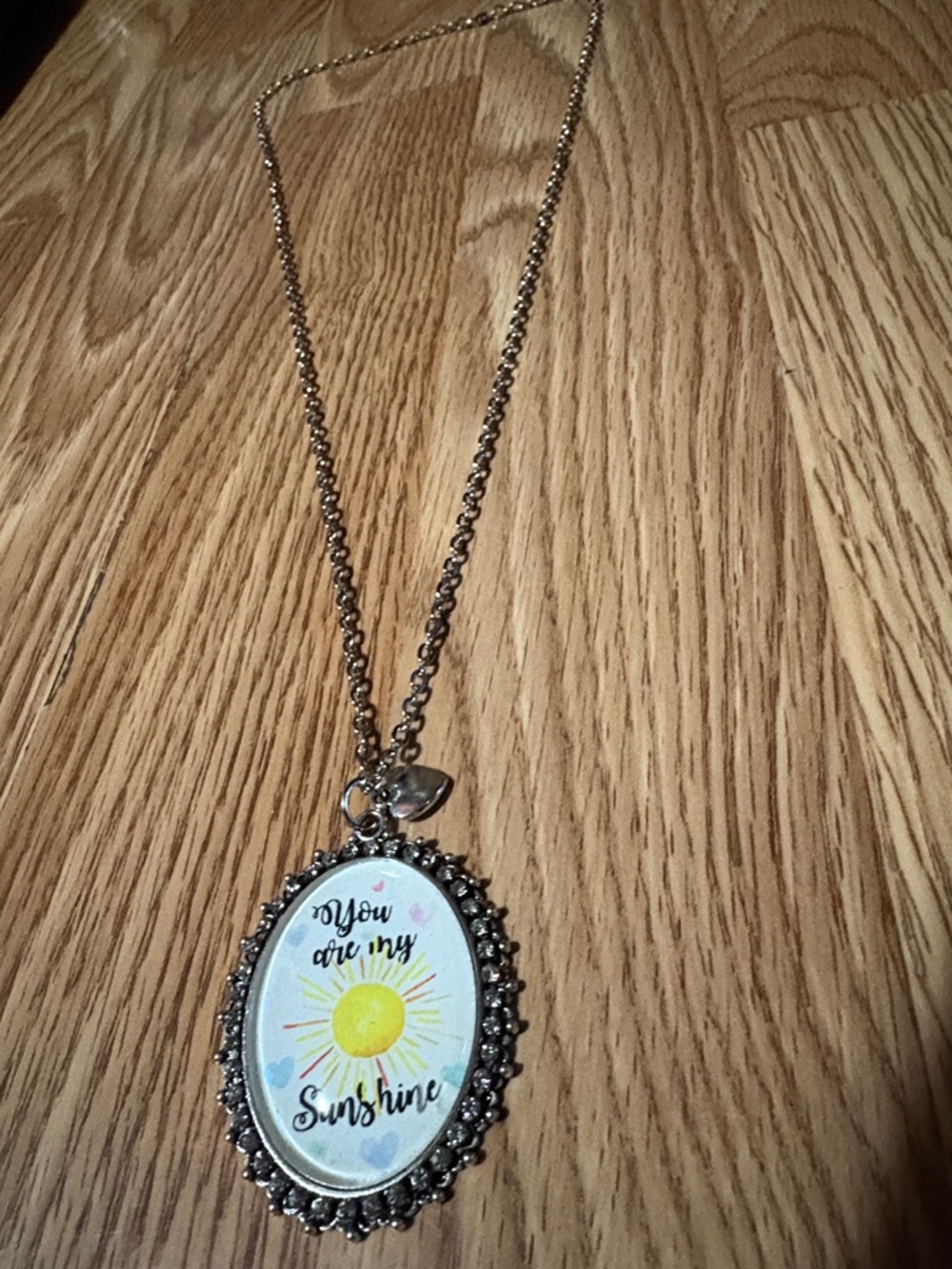 VINTAGE "YOU ARE MY SUNSHINE" SILVER-TONE PENDANT 27" NECKLACE